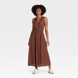 Universal Thread - Women's Button-Front Maxi A-Line Dress - Universal Burgundy